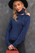 Strapped Cut Out Shoulder Turtleneck Sweater